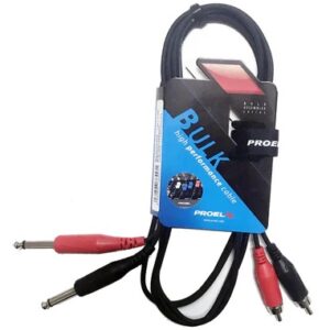 PROEL BULK555LU3 2 RCA MASCHIO – 2 JACK MONO 1/4″ 6.5mm CAVO AUDIO DI SEGNALE SCHERMATO 3 METRI