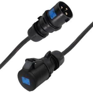 PROLUNGA CORRENTE 5 METRI CEE 32A 1PH+N+E IP44 3POLI 230V 7000W CAVO NEOPRENE/H07RN-F 3X6MM2 SPINA-PRESA MASCHIO-FEMMINA NERE