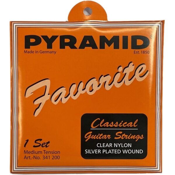 PYRAMID FAVOURITE CORDE PER CHITARRA CLASSICA MEDIUM TENSION 341.200 CLEAR NYLON SILVER PLATED WOUND