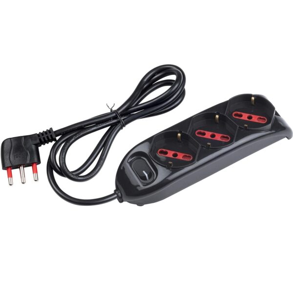 ROSI EMILIA RS94002 MULTIPRESA 3 USCITE SCHUKO+10A+16A INTERRUTTORE LUMINOSO CAVO 1.5MT