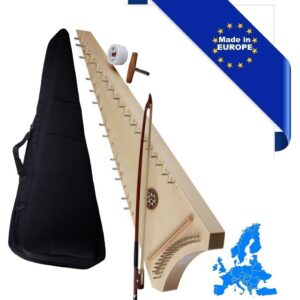 SALTERIO TENORE ( TENOR PSALTERY ) TOP ABETE FONDO FASCE ACERO 30 CORDE CON BORSA ARCHETTO PECE E CHIAVE ACCORDATURA DO4-FA6