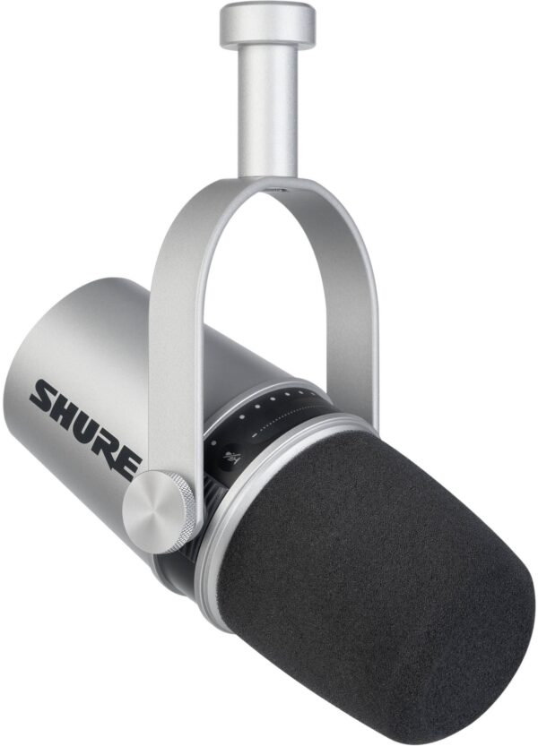 SHURE MV7-S SILVER MICROFONO DINAMICO PODCAST XLR MICRO-USB USCITA CUFFIA COLORE ARGENTATO