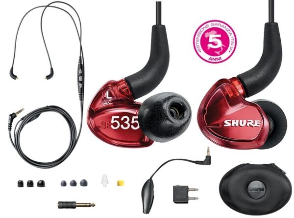 SHURE SE535-LTD RED AURICOLARI EAR MONITOR LIMITED GARANZIA 5 ANNI TRIPLO MICRO DRIVER ALTA DEFINIZIONE 2 WOOFER 1 TWEETER - GARANZIA ESTENDIBILE 5 ANNI -