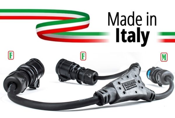 SPLITTER CEE SDOPPIO MADE IN ITALY SPINA PCE 16A MASCHIO 3 POLI 2P+T IP44 A PRESA 16A FEMMINA PCE LOOP 16A 3P