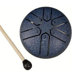 STEEL TONGUE DRUM MINI 3″ TAMBURO ARMONICO 7,5CM TANK DRUM 6 TONI COLORE BLU