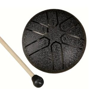 STEEL TONGUE DRUM MINI 3″ TAMBURO ARMONICO 7,5CM TANK DRUM 6 TONI COLORE NERO