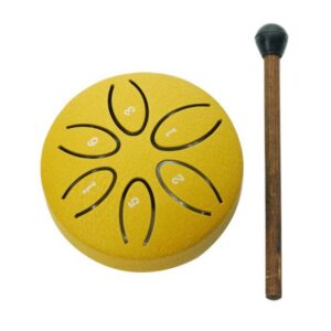 STEEL TONGUE DRUM MINI 3″ TAMBURO ARMONICO 7,5CM TANK DRUM 6 TONI COLORE ORO