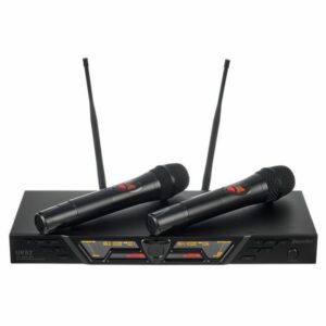 SUPERLUX UK82 DOPPIO RADIOMICROFONO PALMARE WIRELESS UHF CON UNICO RICEVITORE 1 UNITA’ RACK