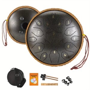 TAMBURO ARMONICO 15 TONI STEEL TONGUE DRUM 12″ TANK DRUM 30,5CM COLORE BRONZO