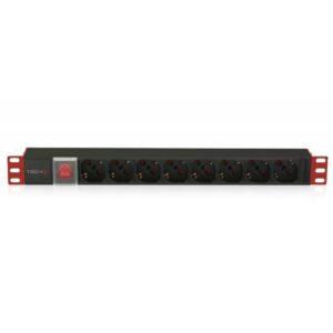 TECHLY I-CASE STRIP-81U MULTIPRESA DA 1U RACK 8 PRESE UNEL PULSANTE LUMINOSO CON COVER E CAVO 2 MT
