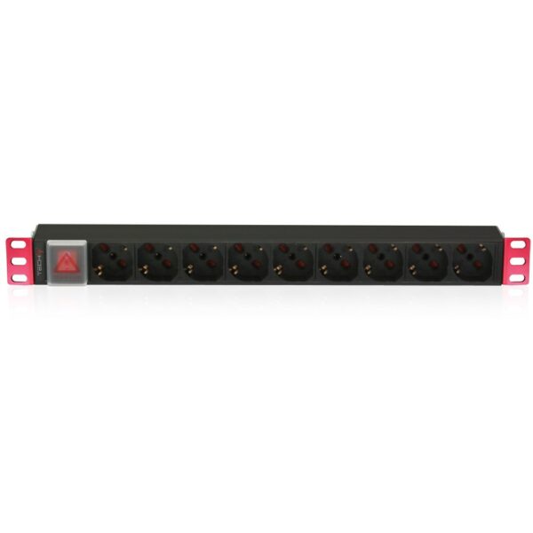 TECHLY I-CASE STRIP-91U MULTIPRESA DA 1U RACK 9 PRESE UNEL PULSANTE LUMINOSO CON COVER E CAVO 2 MT