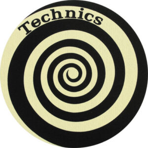 TECHNICS SLIPMATS TAPPETINI GIRADISCHI COLORE A SPIRALE GIALLO – SPIRAL GLOW YELLOW COPPIA TAPPETINI