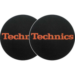 TECHNICS SLIPMATS TAPPETINI GIRADISCHI COLORE NERO LOGO ROSSO COPPIA TAPPETINI
