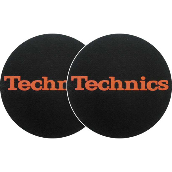 TECHNICS SLIPMATS TAPPETINI GIRADISCHI COLORE NERO LOGO ROSSO COPPIA TAPPETINI