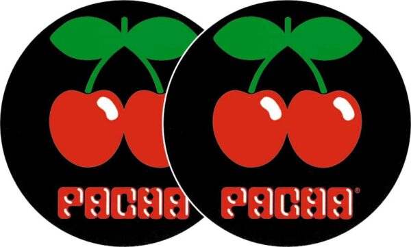 TECHNICS SLIPMATS TAPPETINI GIRADISCHI LOGO PACHA - ROSSO E VERDE SU NERO COPPIA TAPPETINI