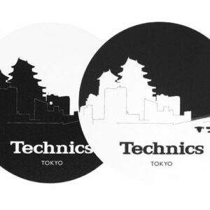 TECHNICS SLIPMATS TAPPETINI GIRADISCHI LOGO SKYLINE TOKYO – NERO E BIANCO COPPIA TAPPETINI