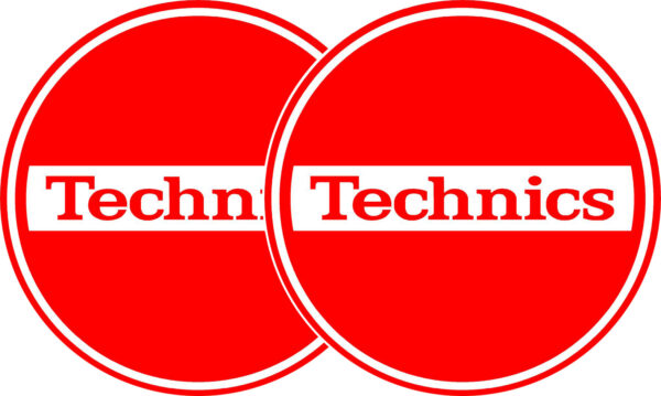 TECHNICS SLIPMATS TAPPETINI GIRADISCHI LOGO TECHNICS BREAK - ROSSO E BIANCO COPPIA TAPPETINI