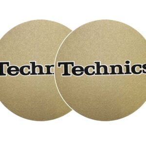 TECHNICS SLIPMATS TAPPETINI GIRADISCHI LOGO TECHNICS GOLD – ORO E NERO COPPIA TAPPETINI