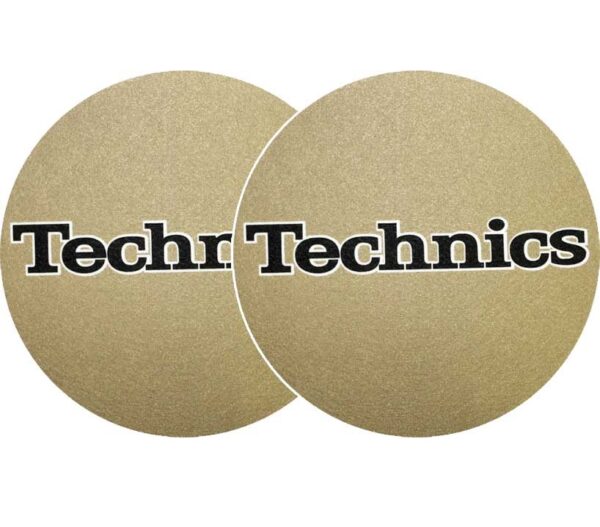 TECHNICS SLIPMATS TAPPETINI GIRADISCHI LOGO TECHNICS GOLD - ORO E NERO COPPIA TAPPETINI