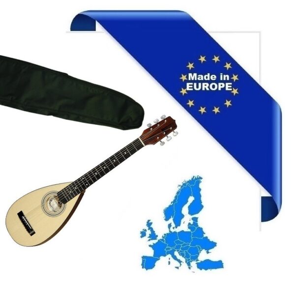TOURIST TRAVEL GUITAR CHITARRA ACUSTICA DA VIAGGIO MADE IN EUROPE TOP ABETE MASSELLO FONDO FASCE MANICO ACERO MASSELLO TASTIERA PALISSANDRO + BORSA