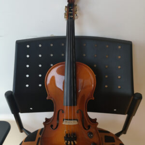 VIOLINO ELETTRICO 4/4 MADE IN EUROPE TOP ABETE MASSELLO ELETTRIFICATO PIOLI TASTIERA MENTONIERA ACERO + CASE + ARCHETTO USATO