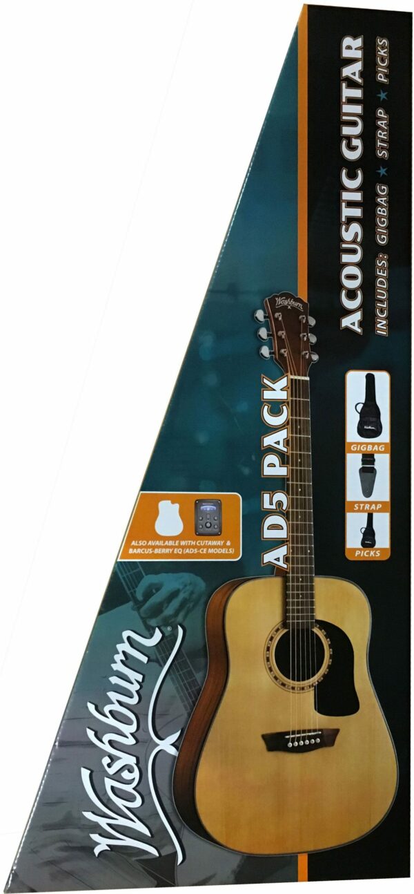 WASHBURN AD5CE PACK KIT CHITARRA ACUSTICA ELETTRIFICATA SPALLA MANCANTE + BORSA + TRACOLLA + PLETTRI
