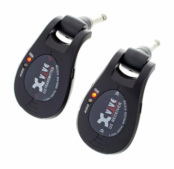 XVIVE U2 RADIOMIROFONO TRASMETTITORE-RICEVITORE SISTEMA RADIO WIRELESS DIGITALE 2.4GHZ DUAL USB RICARICABILE 5 ORE SIGNATURE THOMAS BLUG JACK REGOLABILE CHITARRA BASSO AMPLIFICATORE PEDALIERA BLACK