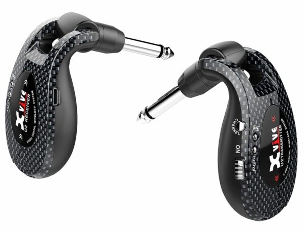 XVIVE U2 RADIOMIROFONO TRASMETTITORE-RICEVITORE SISTEMA RADIO WIRELESS DIGITALE 2.4GHZ DUAL USB RICARICABILE 5 ORE SIGNATURE THOMAS BLUG JACK REGOLABILE CHITARRA BASSO AMPLIFICATORE PEDALIERA CARBON