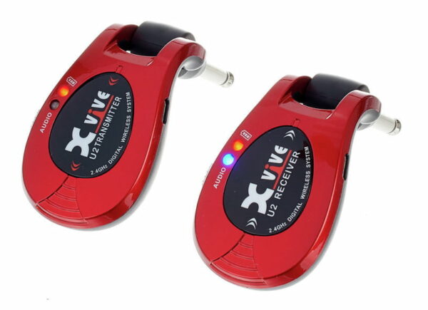 XVIVE U2 RADIOMIROFONO TRASMETTITORE-RICEVITORE SISTEMA RADIO WIRELESS DIGITALE 2.4GHZ DUAL USB RICARICABILE 5 ORE SIGNATURE THOMAS BLUG JACK REGOLABILE CHITARRA BASSO AMPLIFICATORE PEDALIERA RED