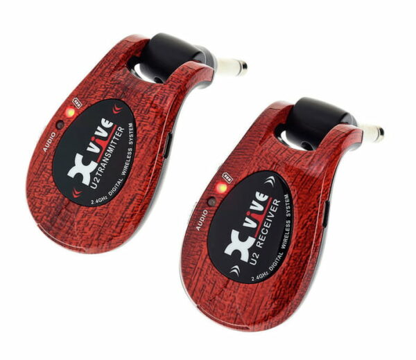 XVIVE U2 RADIOMIROFONO TRASMETTITORE-RICEVITORE SISTEMA RADIO WIRELESS DIGITALE 2.4GHZ DUAL USB RICARICABILE 5 ORE SIGNATURE THOMAS BLUG JACK REGOLABILE CHITARRA BASSO AMPLIFICATORE PEDALIERA WOOD