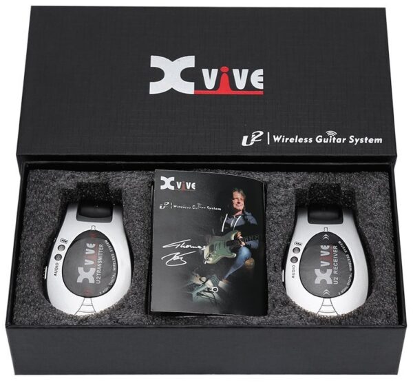 XVIVE U2 RADIOMIROFONO TRASMETTITORE-RICEVITORE SISTEMA RADIO WIRELESS DIGITALE 2.4GHZ DUAL USB RICARICABILE 5 ORE SIGNATURE THOMAS BLUG JACK REGOLABILE CHITARRA BASSO AMPLIFICATORE PEDALIERA PEDALE