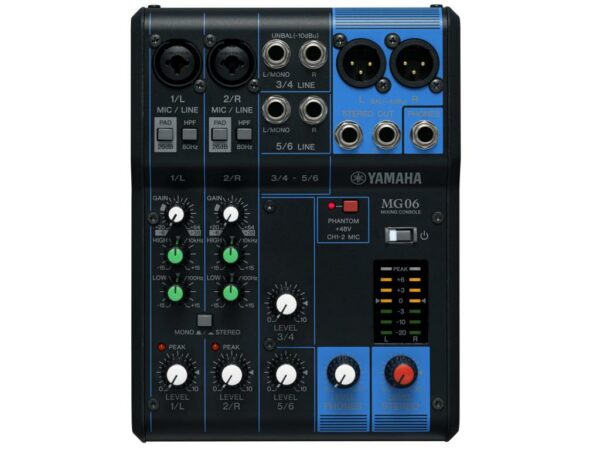 YAMAHA MG06 MIXER PASSIVO 6 CANALI CON ALIMENTAZIONE PHANTOM + 48V