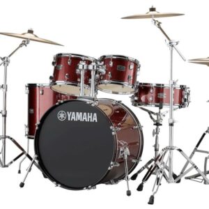 YAMAHA RYDEEN STANDARD BURGUNDY GLITTER BATTERIA ACUSTICA ROSSA CON HARDWARE + PIATTI PAISTE 101 COLORE ROSSO GLITTER