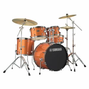 YAMAHA RYDEEN STANDARD ORANGE GLITTER BATTERIA ACUSTICA CASSA 22″ CON HARDWARE + PIATTI
