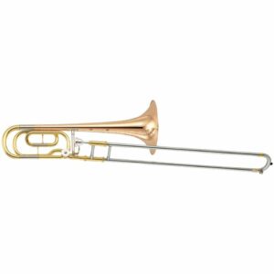 YAMAHA YBL-421 GE TROMBONE IN Bb/F LACCATO TRASPARENTE IN OTTONE DORATO + CUSTODIA E BOCCAGLIO