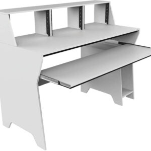 ZOMO STUDIO DESK MILANO SCRIVANIA DA STUDIO CON 3 SCOMPARTI LAPTOP DA 4 UNITA’ RACK 19″ IN LEGNO COLORE BIANCO