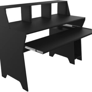 ZOMO STUDIO DESK MILANO SCRIVANIA DA STUDIO CON 3 SCOMPARTI LAPTOP DA 4 UNITA’ RACK 19″ IN LEGNO COLORE NERO