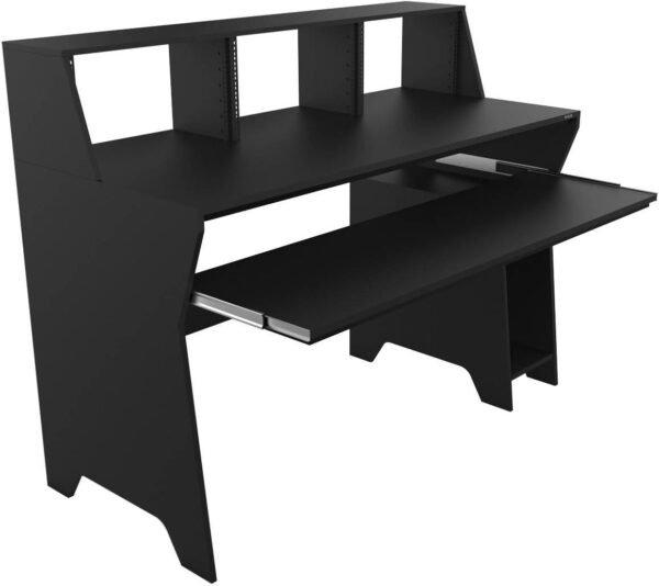 ZOMO STUDIO DESK MILANO SCRIVANIA DA STUDIO CON 3 SCOMPARTI LAPTOP DA 4 UNITA' RACK 19" IN LEGNO COLORE NERO
