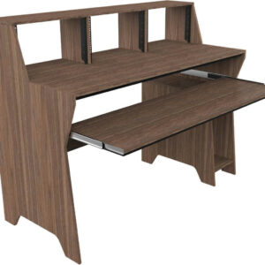 ZOMO STUDIO DESK MILANO SCRIVANIA DA STUDIO CON 3 SCOMPARTI LAPTOP DA 4 UNITA’ RACK 19″ IN LEGNO COLORE NOCE