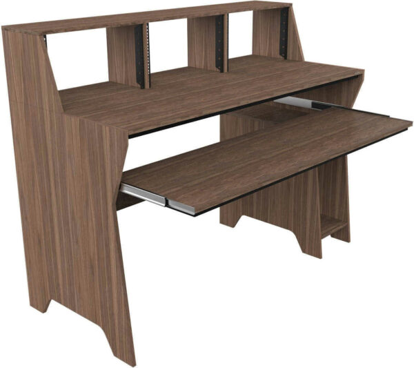 ZOMO STUDIO DESK MILANO SCRIVANIA DA STUDIO CON 3 SCOMPARTI LAPTOP DA 4 UNITA' RACK 19" IN LEGNO COLORE NOCE