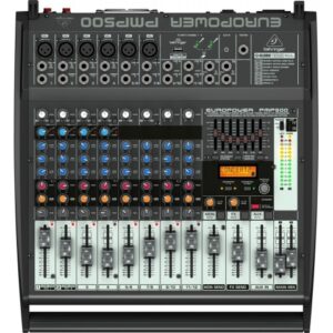 BEHRINGER PMP500 EUROPOWER MIXER AMPLIFICATO 12 CANALI EFFETTI FBQ 500 WATT 4 MIC XLR IN + 4 STEREO