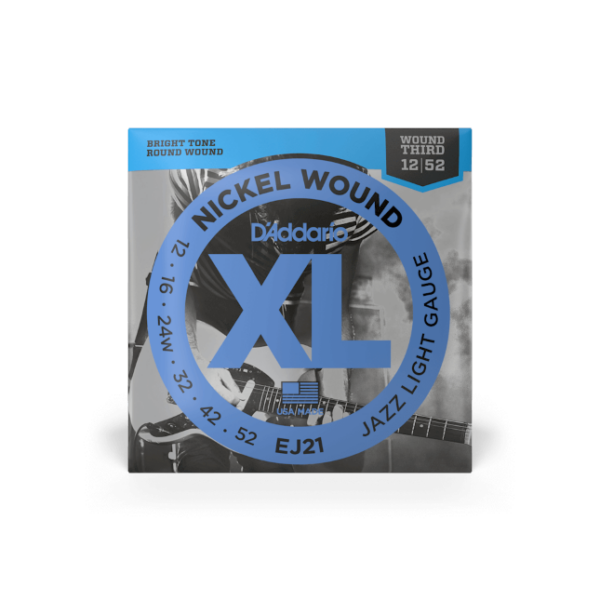 D'addario ej21 nickel wound jazz light 12-52