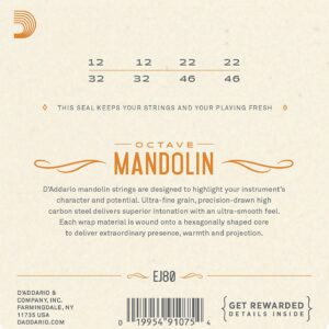 D’ADDARIO EJ80 CORDE PER OCTAVE MANDOLIN PHOSPHOR BRONZE 12-46