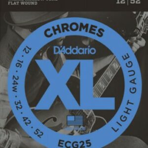D’addario ecg25 chromes flat wound light 12-52