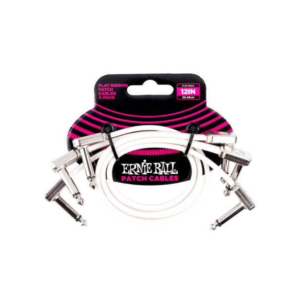 Ernie ball 6386 flat ribb patch cable white 30,48cm 3 pk