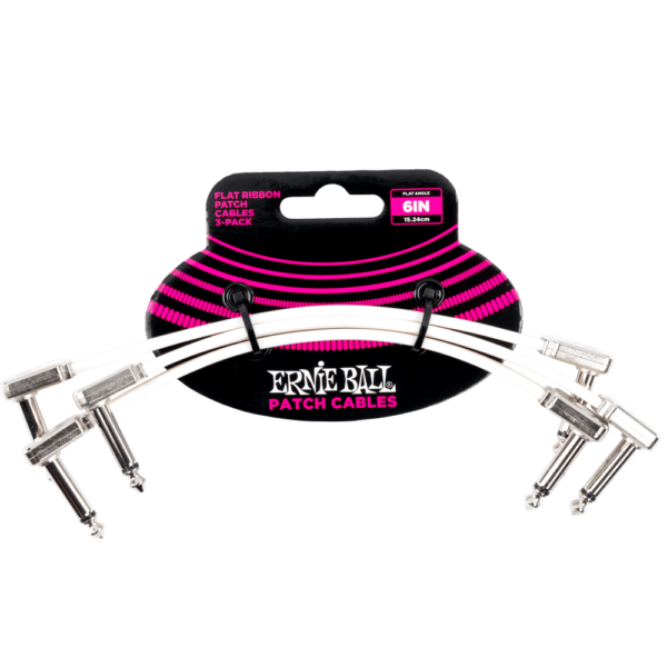 Ernie ball flat ribb patch cable white 15,24cm 3 pk