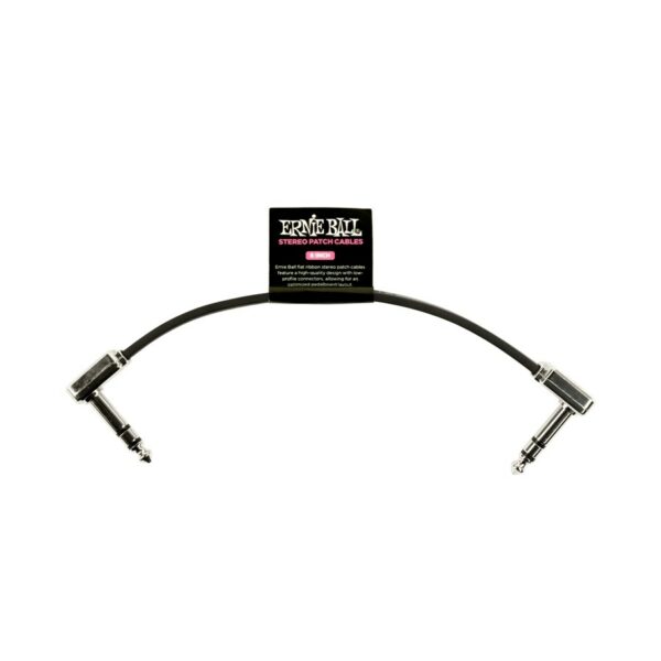 Ernie ball flat ribbon stereo patch cable black 15,24cm