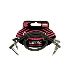 Ernie ball flat ribbon stereo patch cable black 30,48cm 2 pk