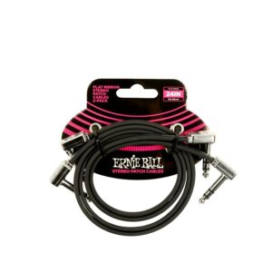 Ernie ball flat ribbon stereo patch cable black 60,96cm 2 pk