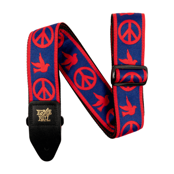 Ernie ball red and blue peace love dove jacquard strap
